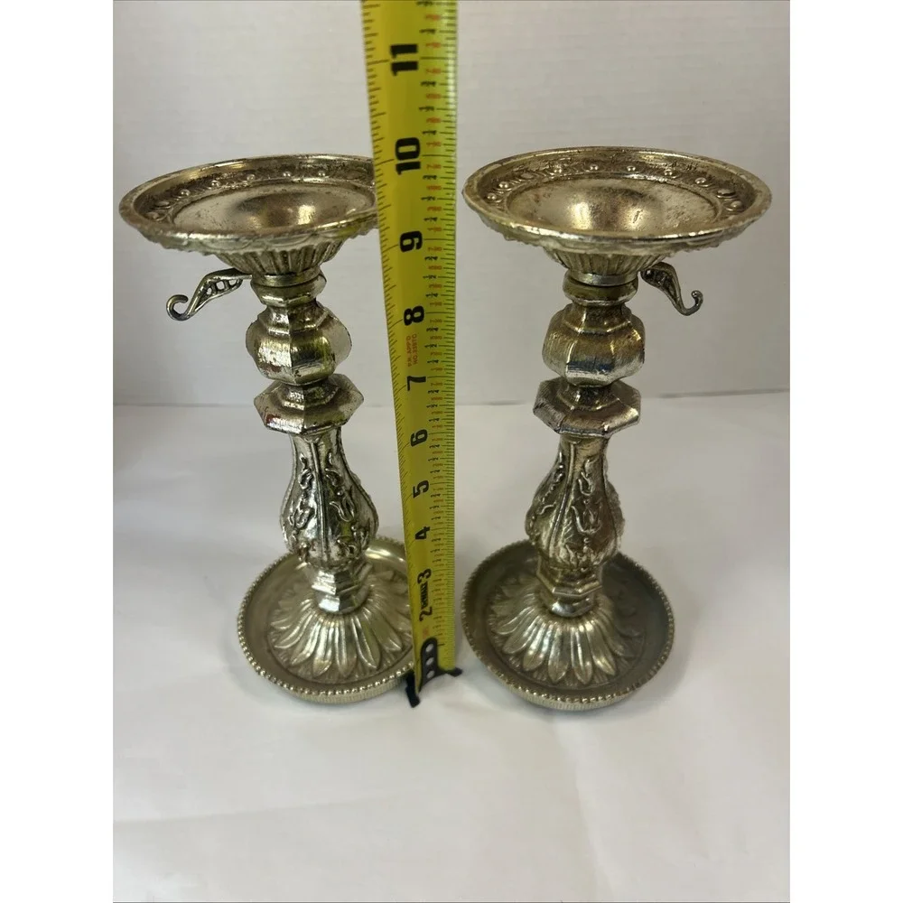 Vintage Gold Tone Candle Holder Set Of 2 Beautiful Ornate Hollywood Regency Read
